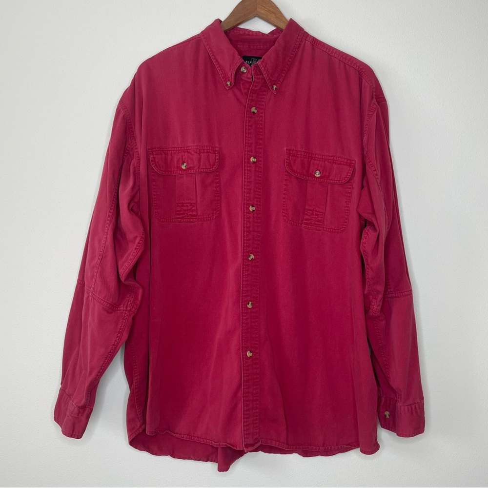 Men's Red 100% Cotton Casual Button Down Shirt